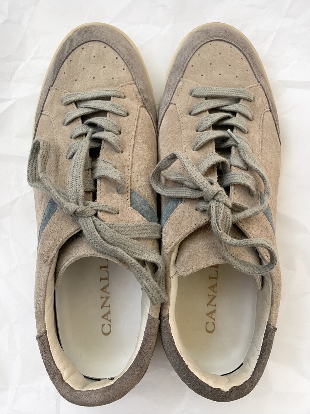Canali Light Gray Suede Low-Top Sneaker 43 US 10